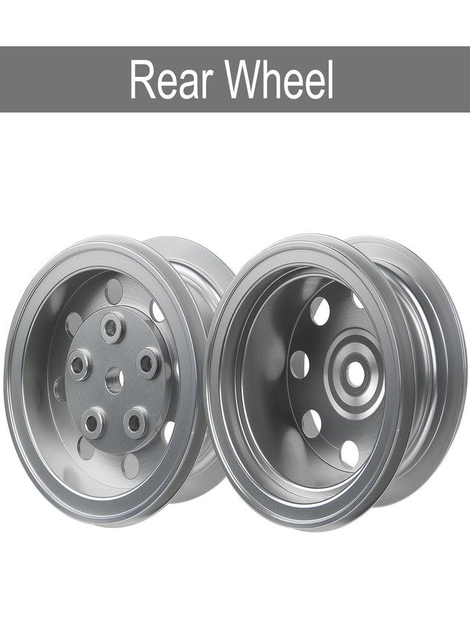 TOOMOD CW-01 Aluminum Front & Rear Wheel Hub Rim Set for Tamiya 1/12 Lunchbox Big Tire Model Car Midnight Pumpkin Chassis Upgrades（Silvery） - Image 4